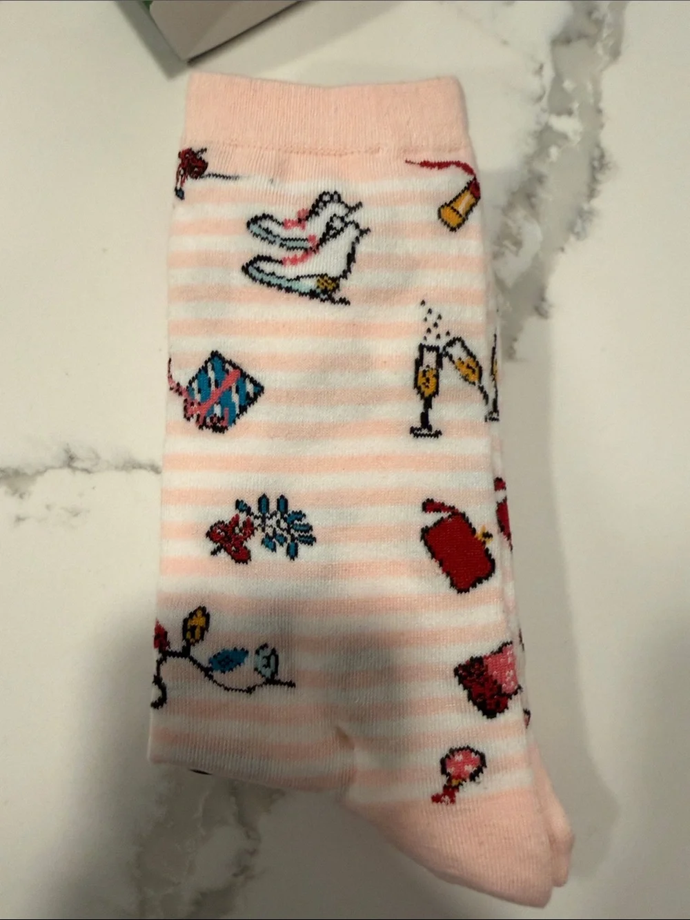 kate spade Pink Crew Socks with Playful Winter Icons